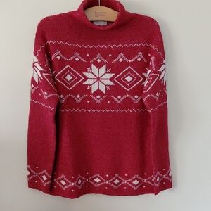 Christian Siriano Red and White Turtleneck Sweater W/Matching Hat XS